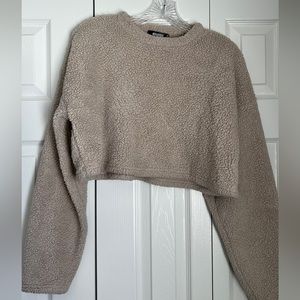 Misguided teddy bear crew neck in beige. Size US 2